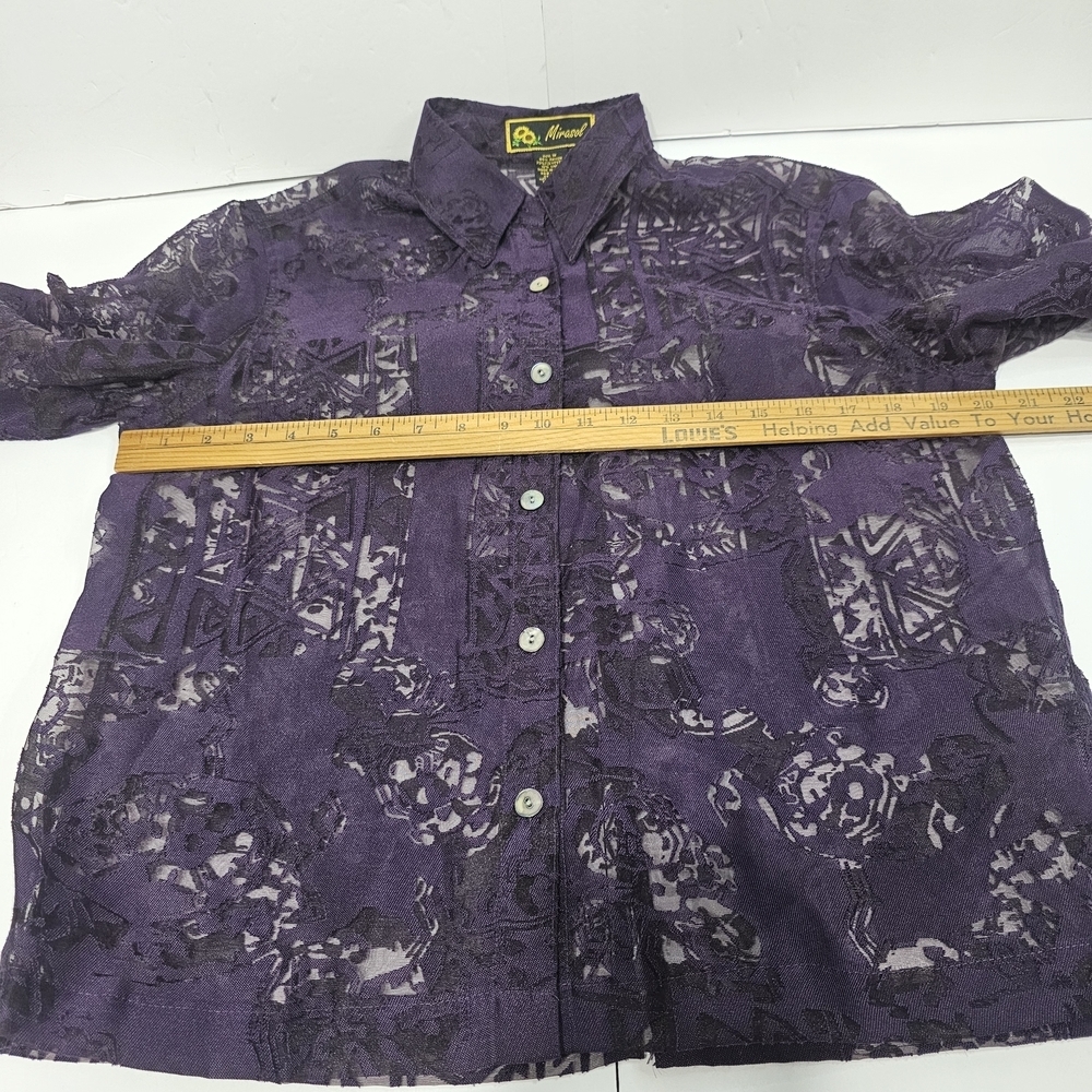 MIRASOL Purple Sheer Button-Up Shirt - Picture 6 of 8